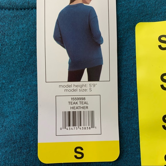 Danskin Teal Oversized Crewneck Pullover Kangaroo Pocket Sweatshirt Size Small - Picture 4 of 8